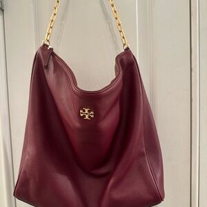 Tory Burch Deep Red Shoulder Bag with Gold Chain